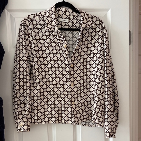 Sandro Tops - Sandro Black and White Geometric Button Down Shirt